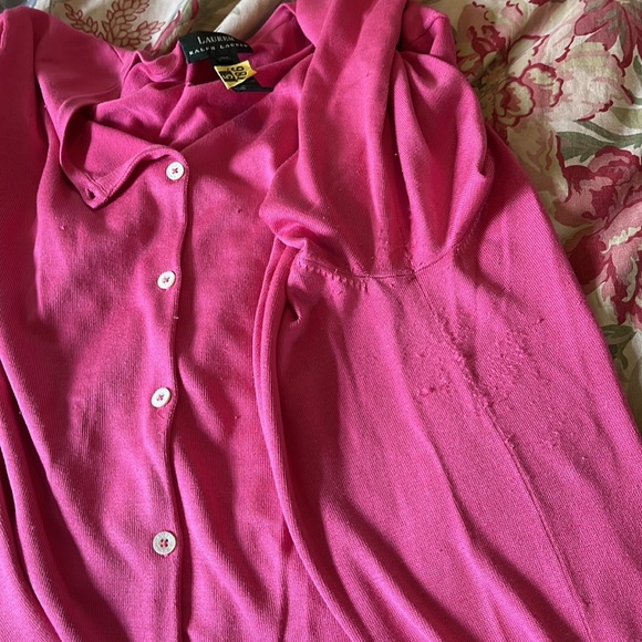 RALPH LAUREN Size 3X Barbie Pink
Cardigan Logo button Front Silk-Blend $138 - Picture 12 of 12